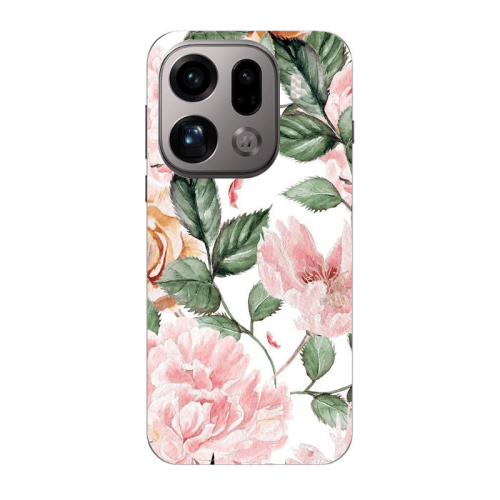 Oppo Find X9 Pro Pink rose and laves Transparent Silicone TPU Θήκη
